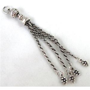 Tibetan Silver tassel pendant Non-Nickel, 70mm length