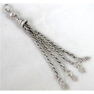 Tibetan Silver tassel pendant non-nickel, 70mm length