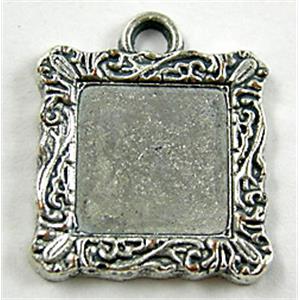 Tibetan Silver Photo Frame Pendant Non-Nickel, 11x13mm