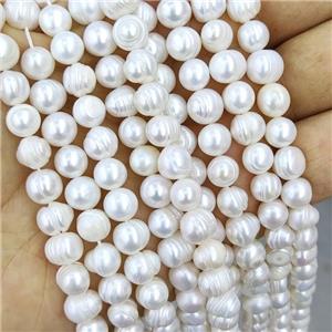 round white Freshwater Pearl Beads, B-grade, approx 6-7mm dia,15 inch length