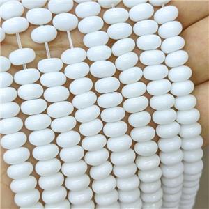 White Porcelain Beads Smooth Rondelle, approx 4x6mm
