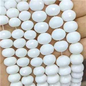White Porcelain Beads Faceted Rondelle, approx 4x6mm