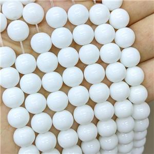 White Porcelain Beads Smooth Round, approx 17mm