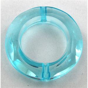 Acrylic bead, ring, transparent, aqua, 30mm dia, approx 390pcs