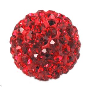 round Fimo Beads pave rhinestone, red, 10mm dia