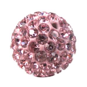 round Fimo Beads pave rhinestone, pink, 10mm dia