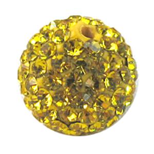 round Fimo Beads pave rhinestone, lemon-yellow, 10mm dia