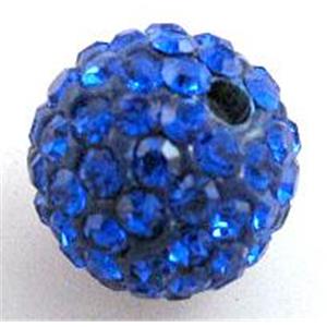 round Fimo Beads pave rhinestone, rich blue, 12mm dia