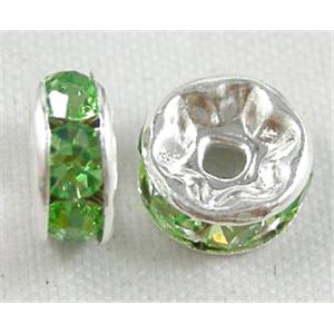 OLive Rondelles Middle East Rhinestone Beads with Silver Plated, 6mm dia