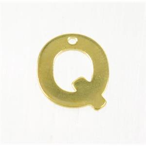 stainless steel letter Q pendant, gold plated, approx 6-11mm