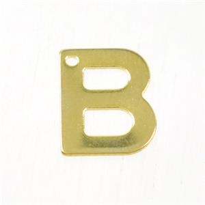 stainless steel letter B charm pendant, gold plated, approx 6-11mm