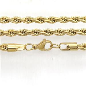 Stainless Steel Necklace Chain, gold plated, approx 3mm, 50cm length