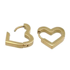 stainless steel Latchback Earring, heart, gold plated, approx 14-16mm