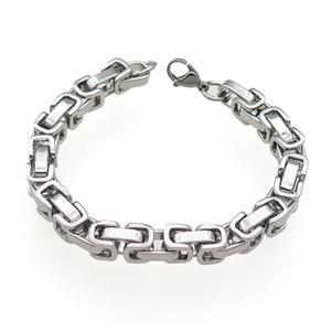 Raw Stainless Steel Bracelet, approx 8mm, 21cm length