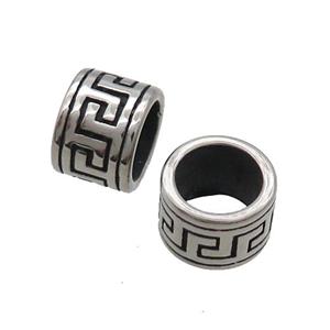Stainless Steel Tube Beads Large Hole Antique Silver, approx 11mm, 8mm hole