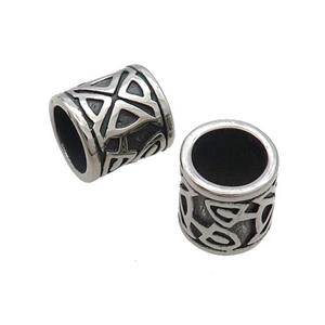 Stainless Steel Tube Beads Large Hole Antique Silver, approx 11.5mm, 8mm hole
