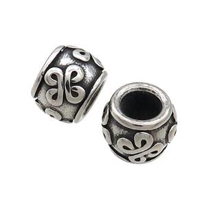 Stainless Steel Barrel Beads Large Hole Antique Silver, approx 10mm, 5mm hole