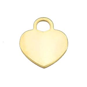 Stainless Steel Heart Pendant Gold Plated, approx 16-20mm