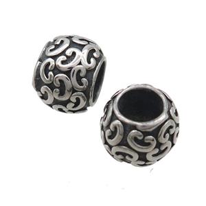 Stainless Steel Round Beads Large Hole Antique Silver, approx 10mm, 5mm hole