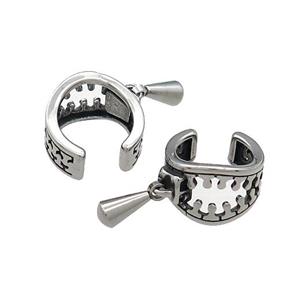 Stainless Steel Clip Earrings Antique Silver, approx 13-15mm