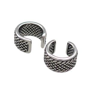 Stainless Steel Clip Earrings Antique Silver, approx 13-15mm