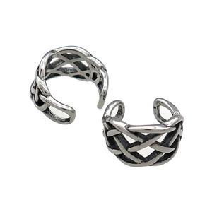 Stainless Steel Clip Earrings Antique Silver, approx 13-15mm