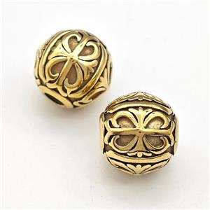 Stainless Steel Round Beads Large Hole Gold Plated, approx 11mm