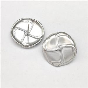 Raw Stainless Steel Stud Earring Fan, approx 20mm