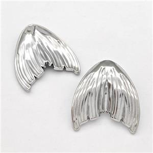 Raw Stainless Steel Stud Earring Shark-tail, approx 25-30mm