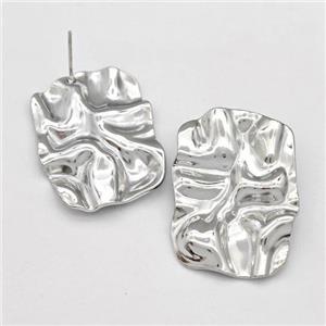Raw Stainless Steel Stud Earring, approx 22-30mm