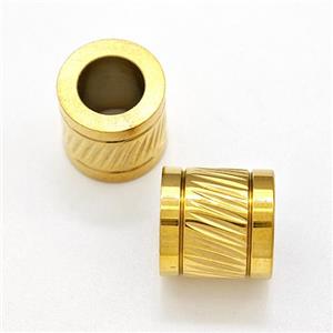 Stainless Steel Tube Beads Large Hole Gold Plated, approx 10mm, 6mm hole