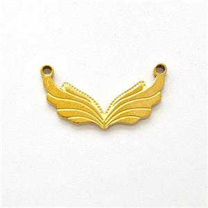 Stainless Steel Angel Wings Pendant 2loops Gold Plated, approx 8-15mm