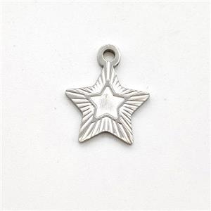 Raw Stainless Steel Star Pendant, approx 11.5mm