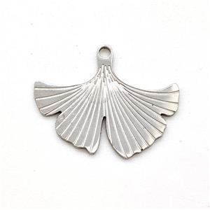 Raw Stainless Steel Ginkgo Leaf Pendant, approx 10-17mm