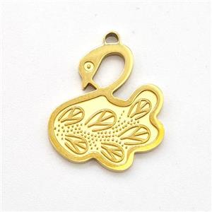 Stainless Steel Swan Pendant Gold Plated, approx 13-15mm