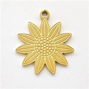 Stainless Steel Sunflower Pendant Gold Plated, approx 17mm