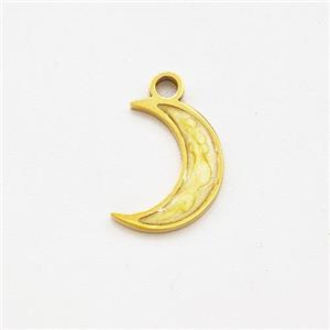 Stainless Steel Moon Pendant Yellow Painted Gold Plated, approx 7-9mm