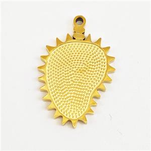 Stainless Steel Durian Charms Pendant Gold Plated, approx 13-18mm