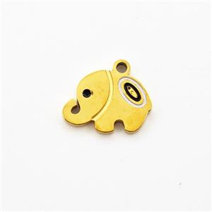 Stainless Steel Elephant Pendant Enamel Gold Plated, approx 7-11mm