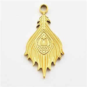 Stainless Steel Pendant Phoenix Tail Gold Plated, approx 14-24mm