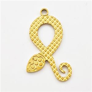 Stainless Steel Snake Charms Pendant Gold Plated, approx 14-20mm