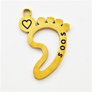 Stainless Steel Babyfeet Pendant Heart Gold Plated, approx 15-20mm