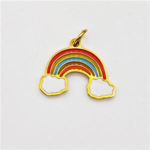Stainless Steel Rainbow Pendant Multicolor Enamel Gold Plated, approx 9-14mm