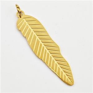 Stainless Steel Leaf Pendant Gold Plated, approx 7-26mm