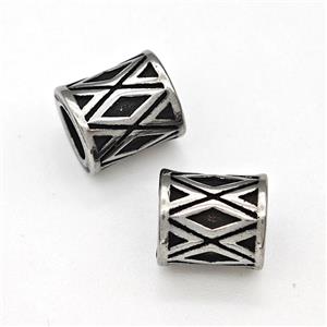 Stainless Steel Tube Beads Large Hole Antique Silver, approx 7-8mm, 4mm hole