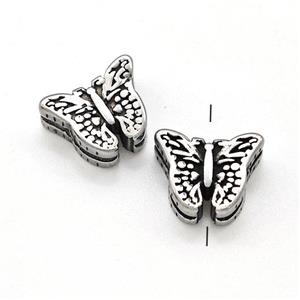 Stainless Steel Butterfly Beads Antique Silver, approx 9-11mm