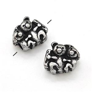 Stainless Steel Panda Bear Beads Antique Silver, approx 10mm