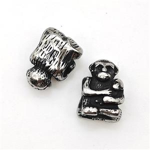 Stainless Steel Monkey Beads Antique Silver, approx 8-11mm