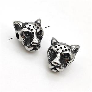 Stainless Steel Leopard Beads Panther Antique Silver, approx 9-10mm