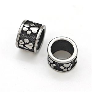 Stainless Steel Column Beads Large Hole Antique Silver, approx 6-8.5mm, 6mm hole